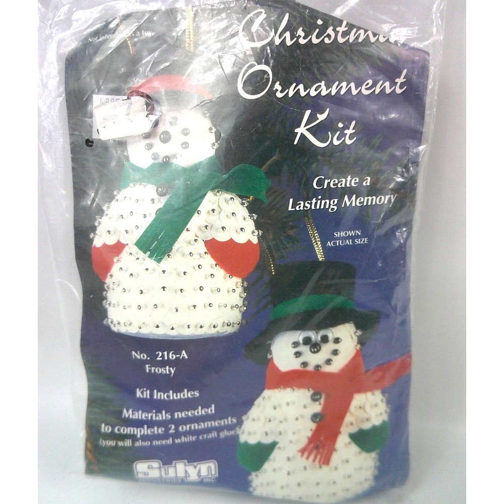 Vintage Sulyn Christmas Ornament Kit Frosty Snowman #216-A Sequins Craft New